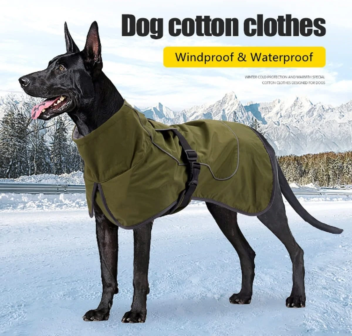 ODSSDAPU Dog Raincoat - Waterproof Dog Winter Jackets Windproof Coat with Velvet