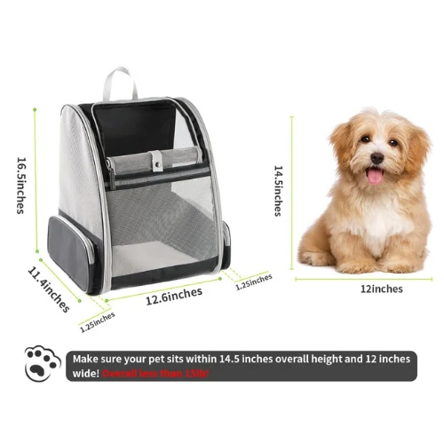 Texsens Innovative Traveler Bubble Backpack Pet Carriers for Cats and Dogs (Grey