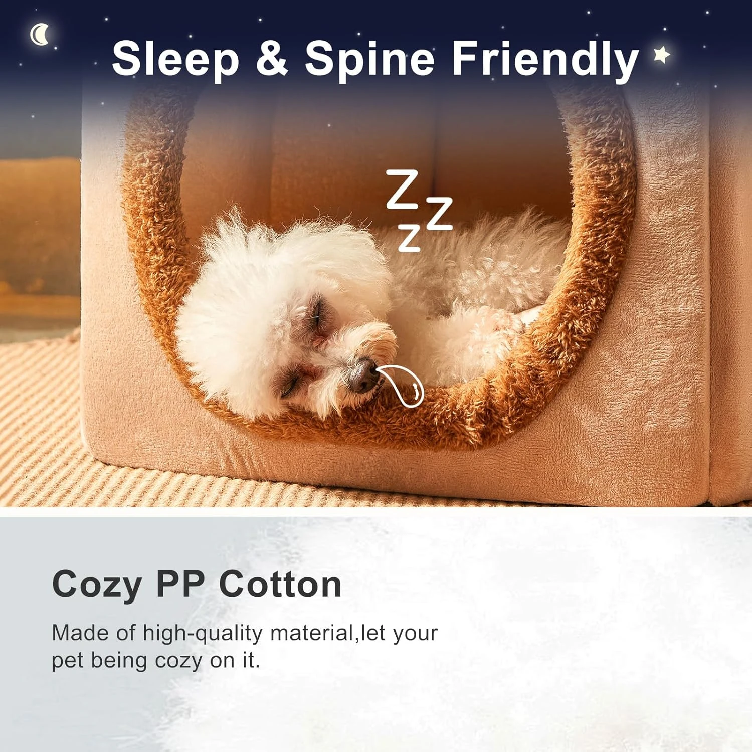 JIUPETY Cute Small Dog House Indoor, Foldable House Kennel Bed Mat with Cushion,