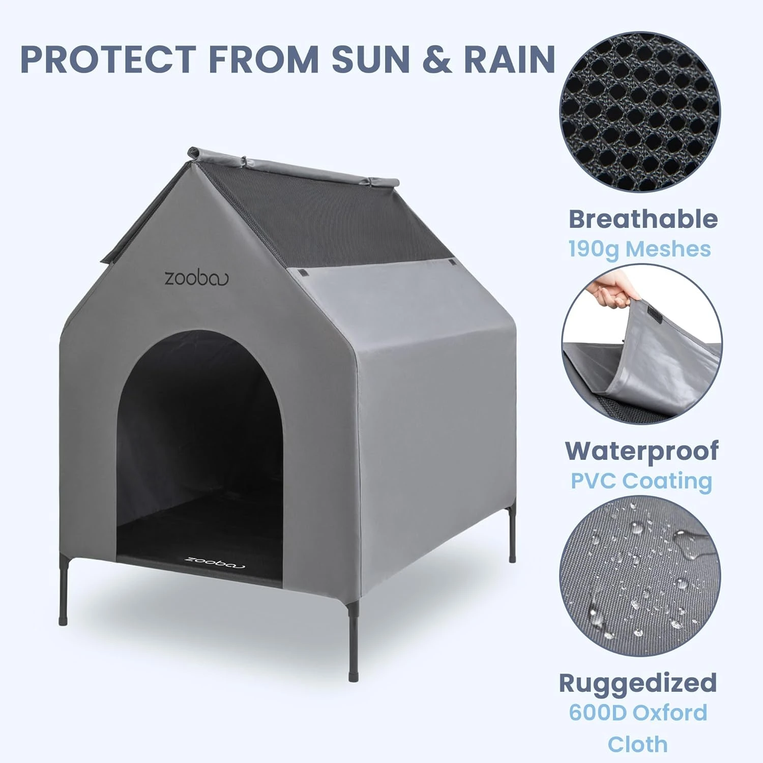 Zooba 36" Large Dog House for Indoor or Outside, Weatherproof 600D PVC Outdoor, 