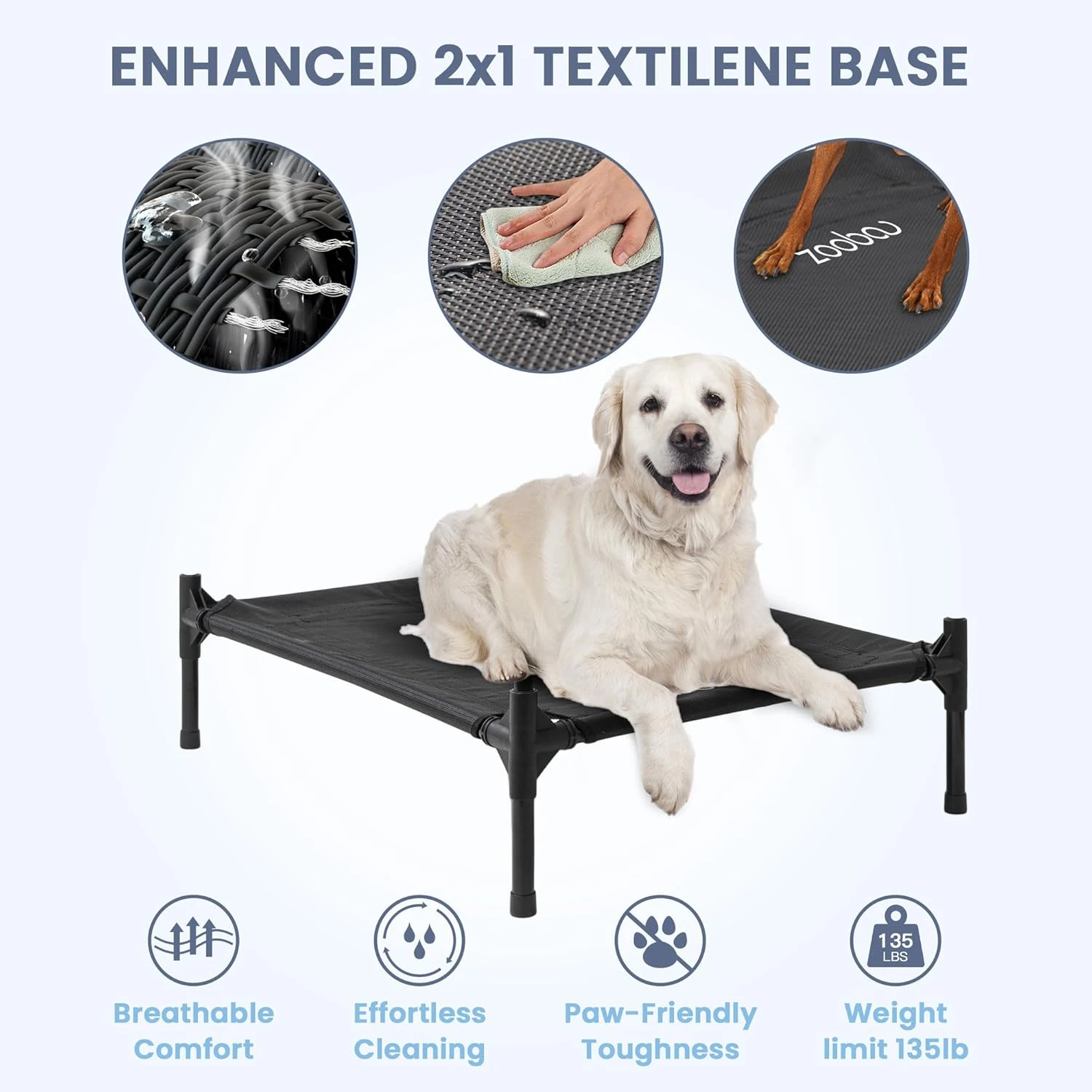 Zooba 36" Large Dog House for Indoor or Outside, Weatherproof 600D PVC Outdoor, 