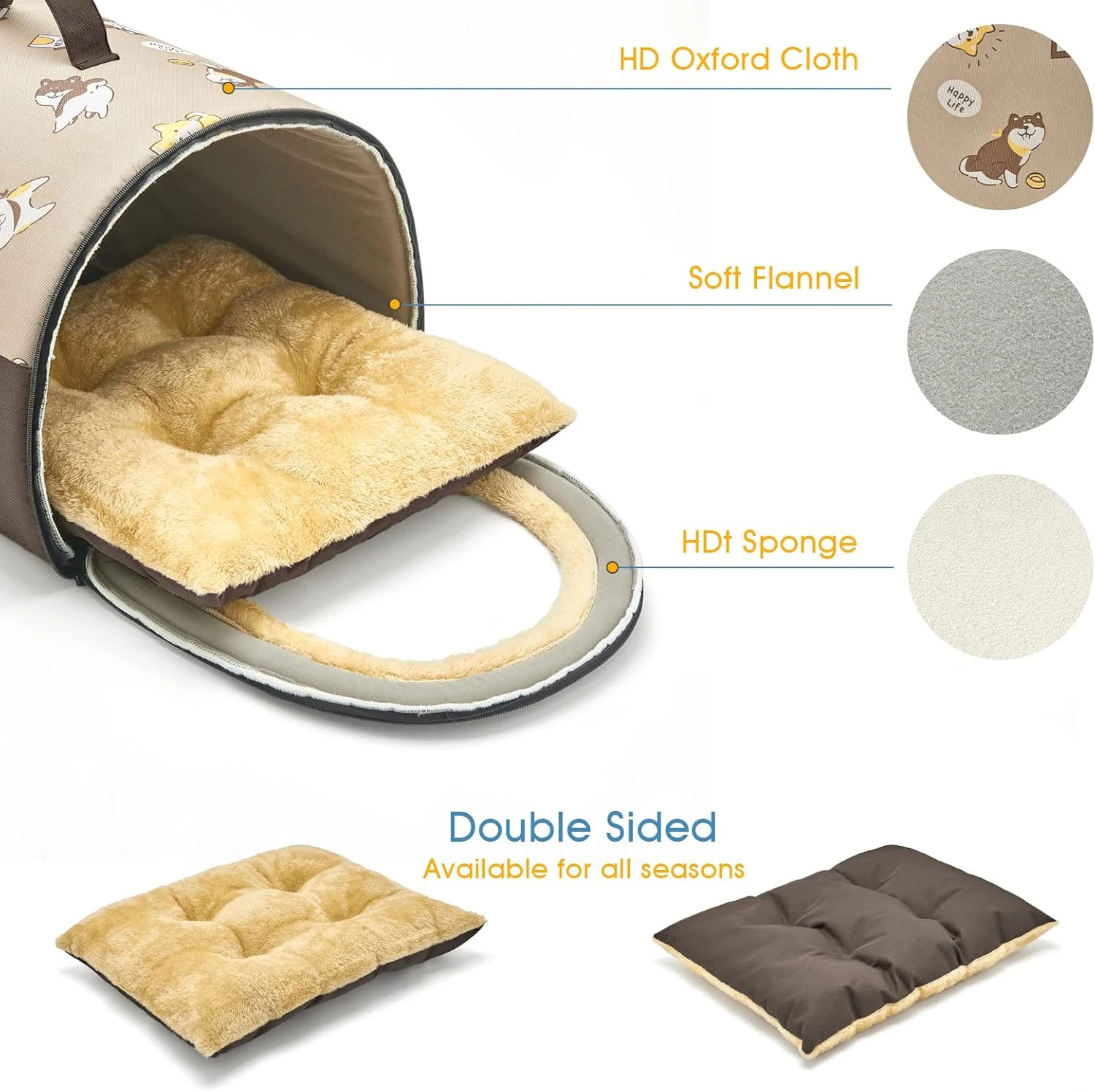Jiupety Cozy Pet Bed House, 2 in 1 Pet House, L Size for Medium Dog, Warm Cave S