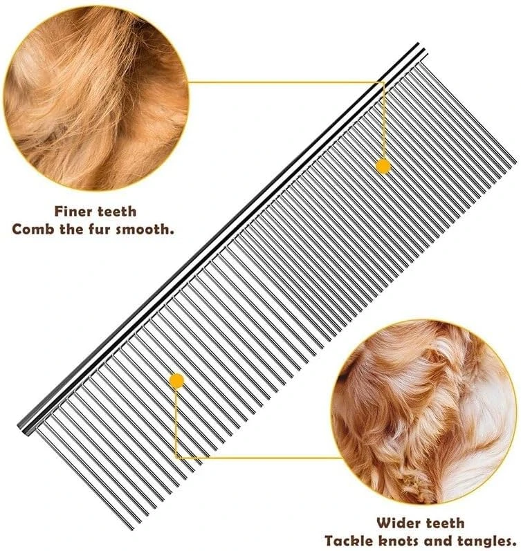 Dog Combs for Grooming, Metal Cat Comb for Removing Tangles and Knots, Professio