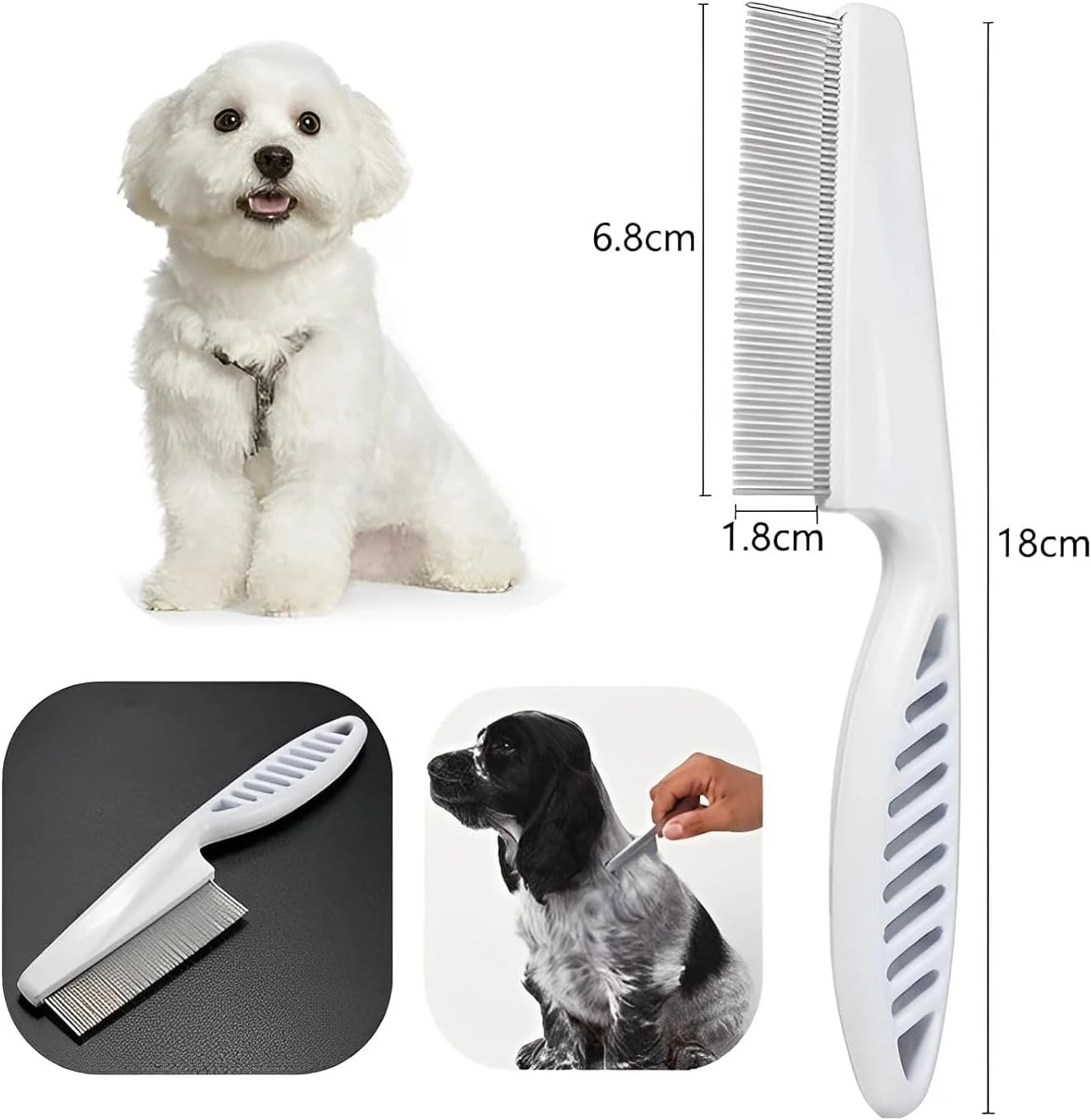 Redreo Flea Comb for Dogs Cats, Dog Hair Comb Grooming Tool for Removing Tear St