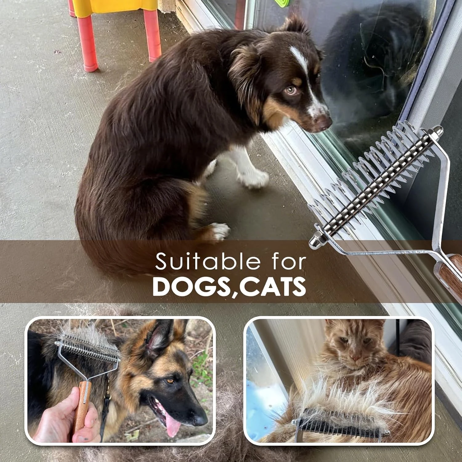 Aidiyapet Undercoat Brush for Dogs, Cats, Dog Brush & Cat Brush for Long Hair, C