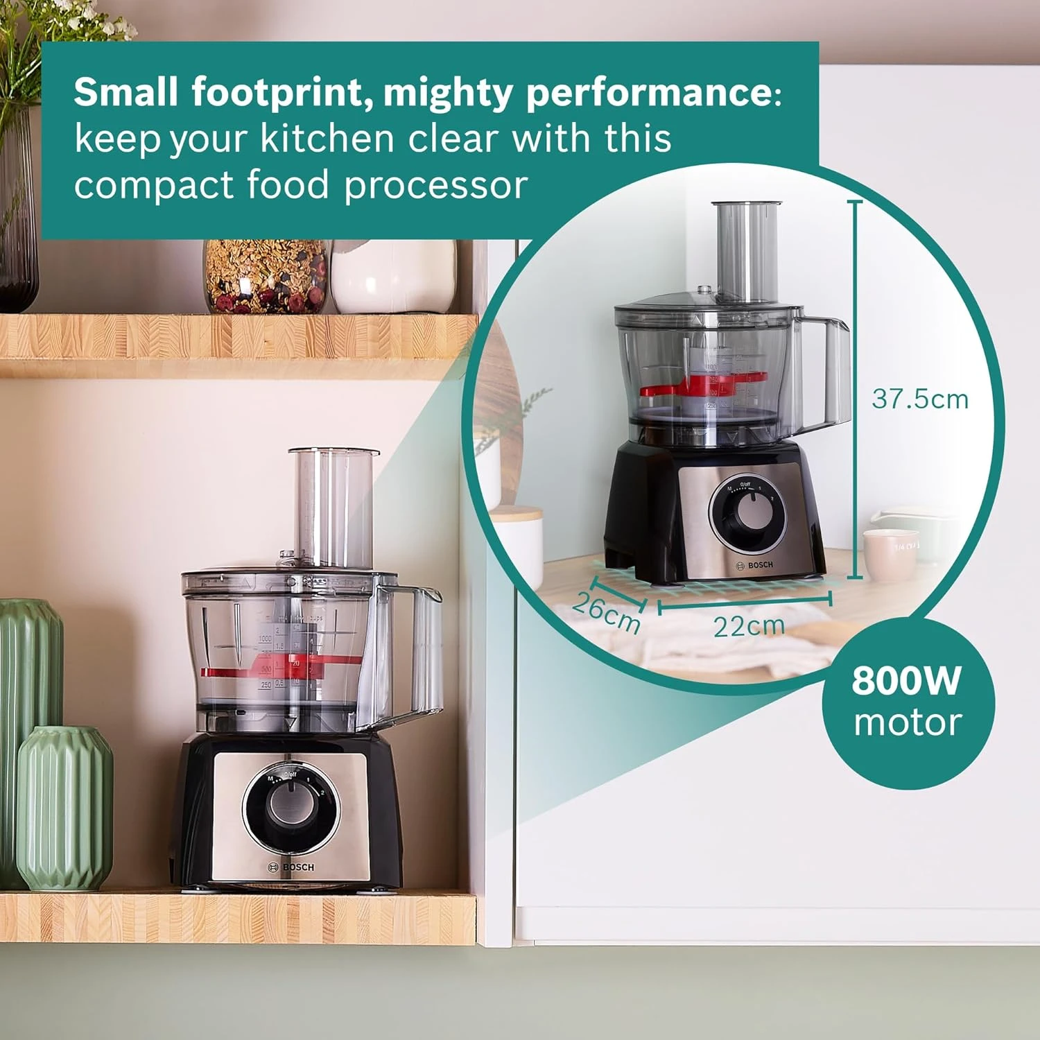 Bosch Food Processor 800 W, Food Processor with Mixer Grinder, Vegetable Chopper