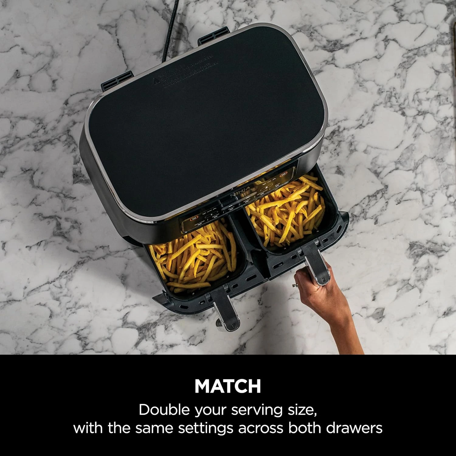 Ninja Foodi Dual Zone Digital Air Fryer, 2 Drawers, 7.6L, 6-in-1, Air Fry, Max C