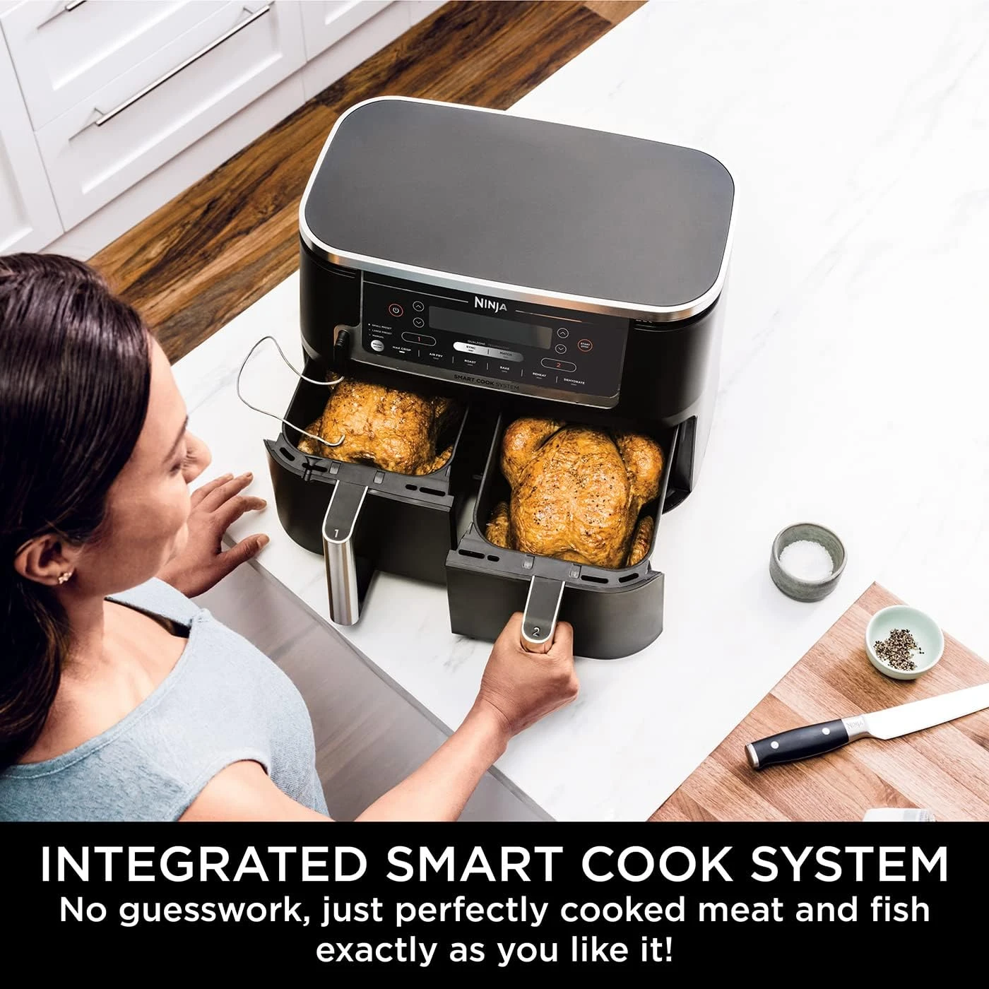 Ninja Foodi MAX Dual Zone Air Fryer [AF451UK] Smart Cook System, 9.5L, 2 Drawers