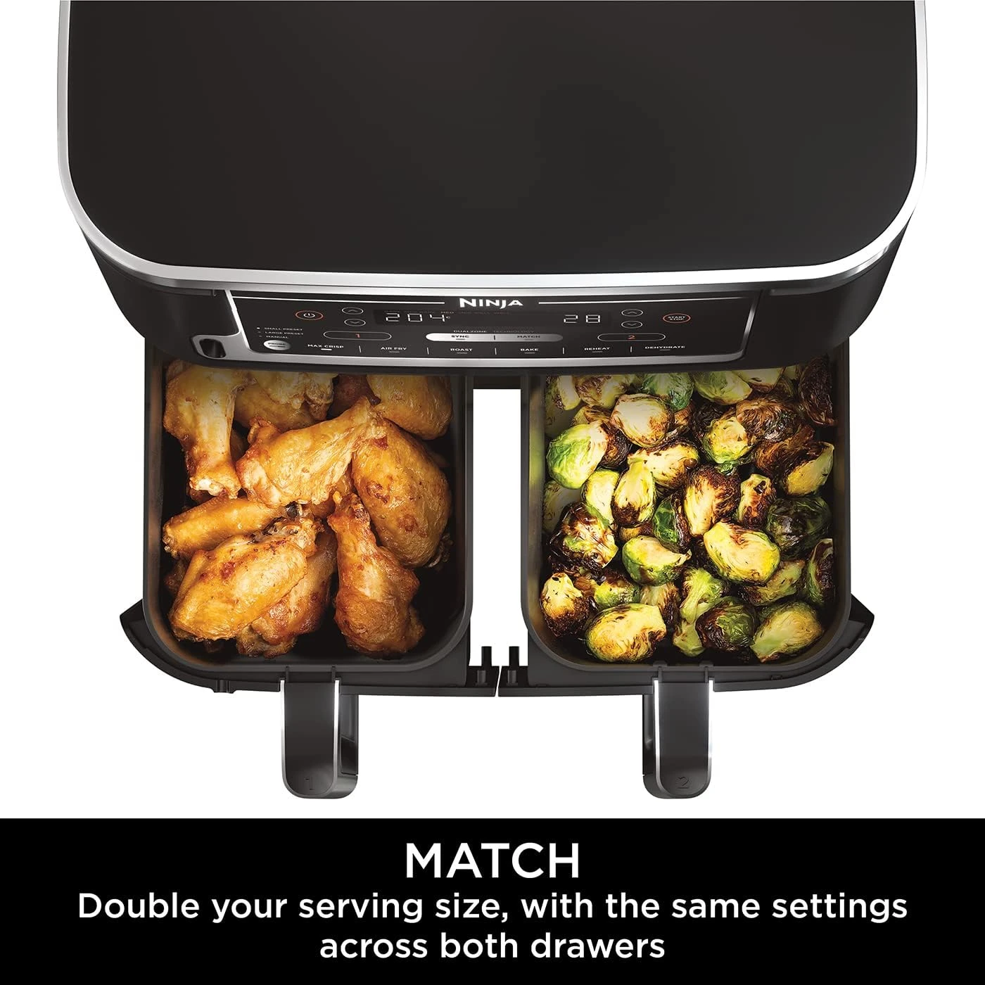 Ninja Foodi MAX Dual Zone Air Fryer [AF451UK] Smart Cook System, 9.5L, 2 Drawers