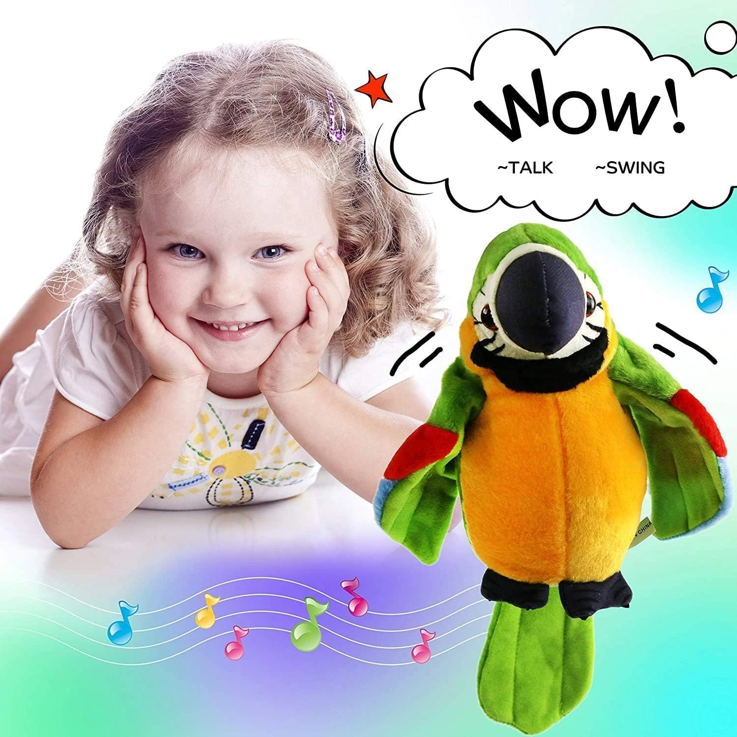 Showay ECVV Speaking Parrot Record Repeats Electronic Bird Talking Stuffed Anima