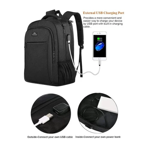 MATEIN Laptop Backpack for Men Women,Water Resistant Travel Bag with USB Chargin