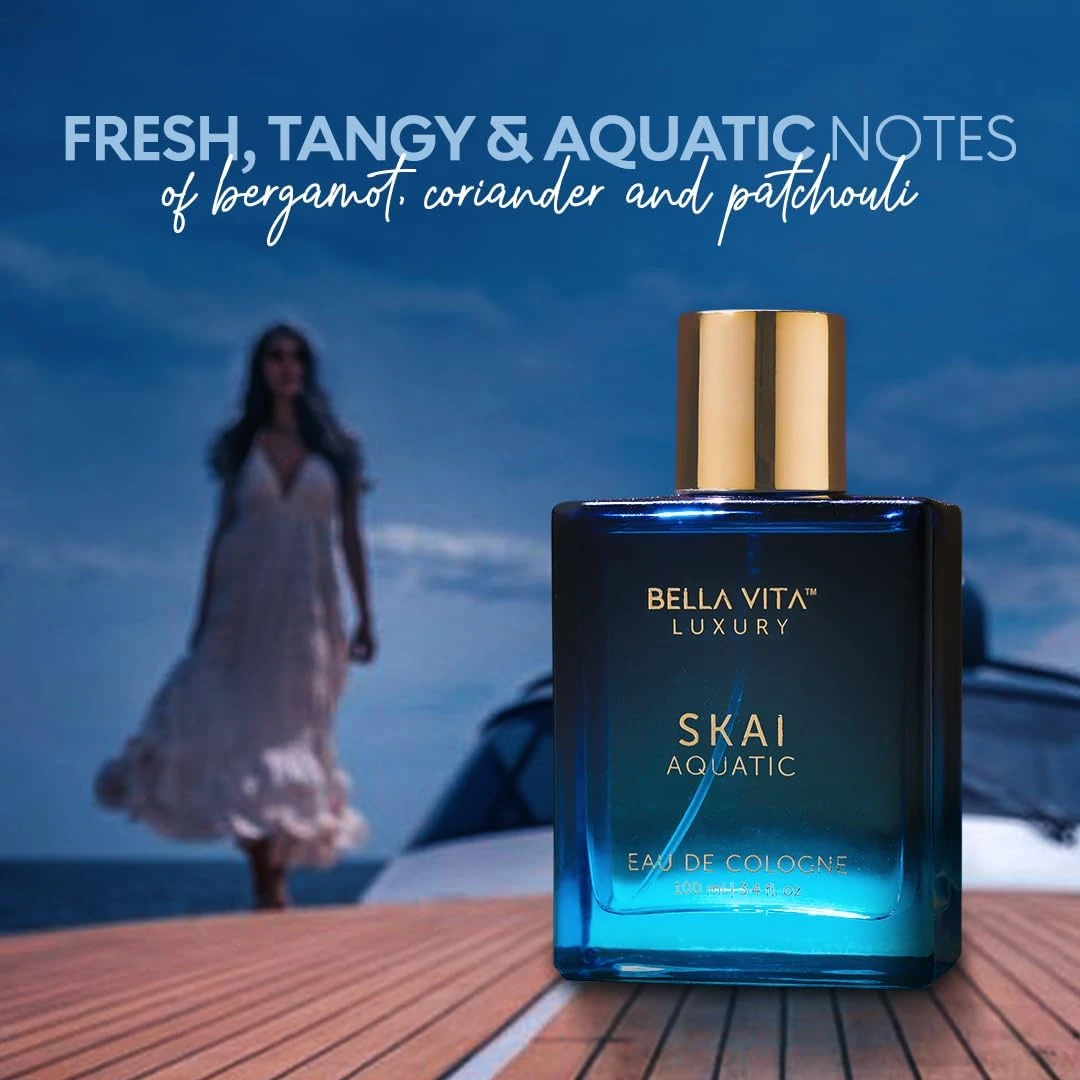 BellaVita Luxury SKAI Aquatic Cologne for Men | Fresh Bergamot & Pink Pepper Sce
