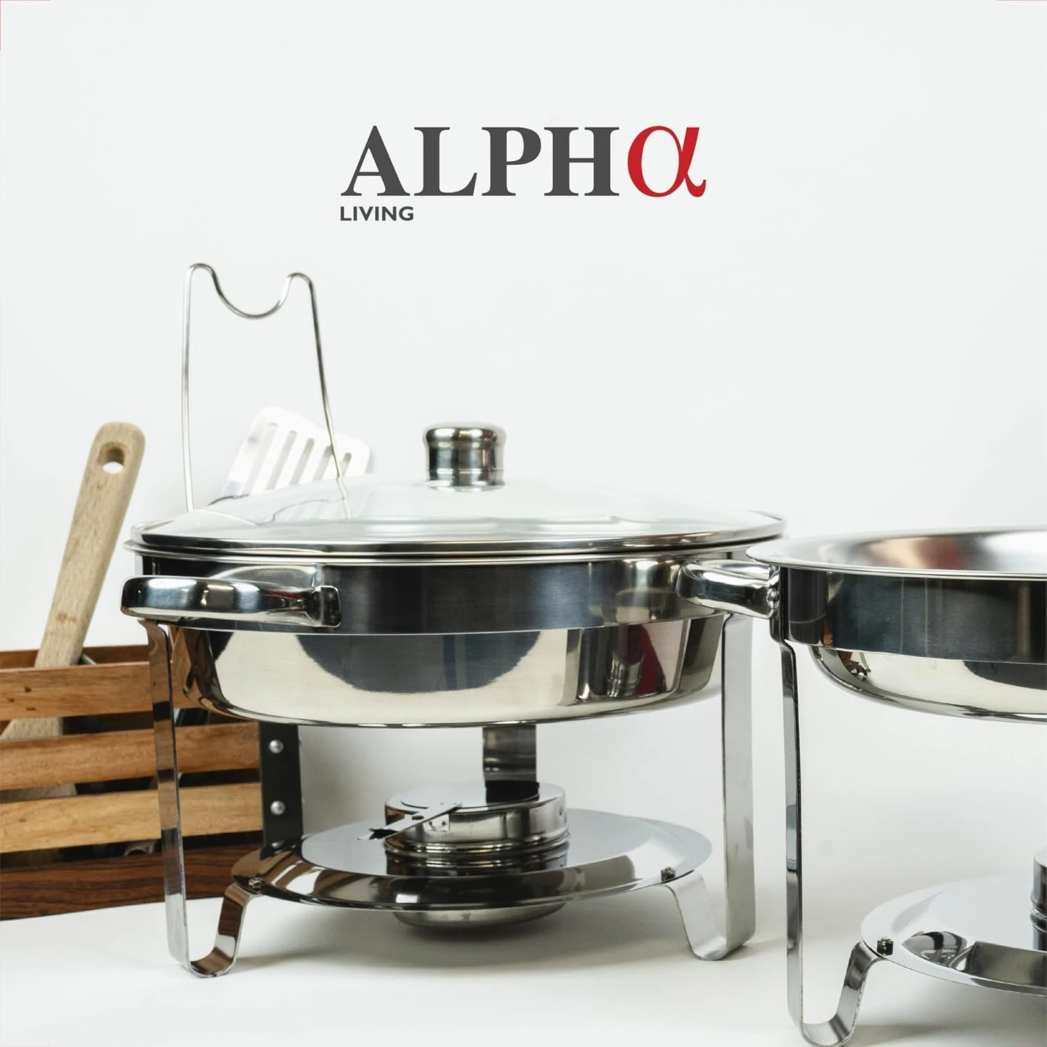 Alpha Living Chafing Dish Buffet Set of 4 – Complete Stainless Steel Chaffe Buff