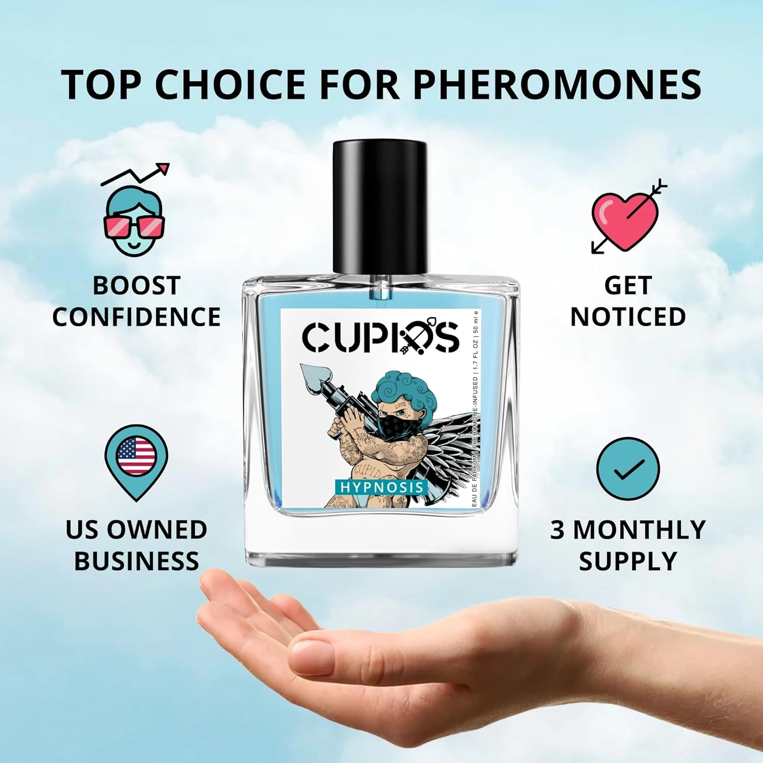 Cupids Original EDP Hypnosis 2.0 Pheromone-Infused Cologne for Men - Pheromone P
