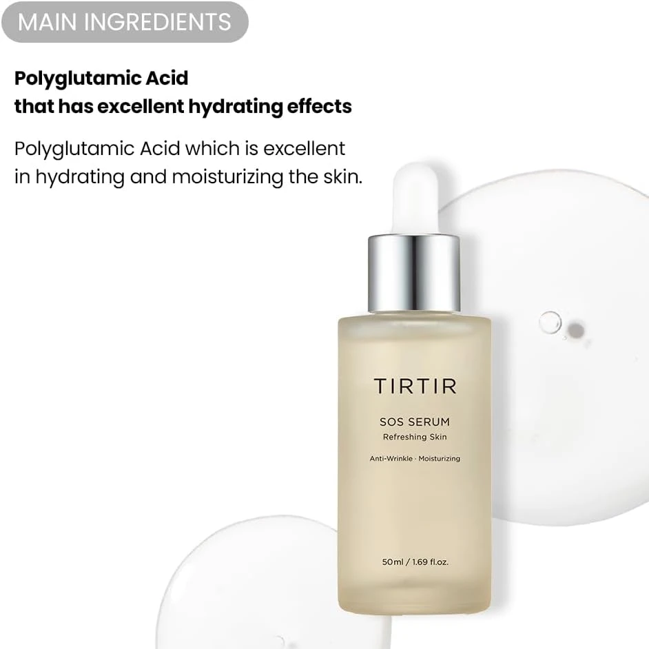 TIRTIR SOS Serum - Radiant Glow Boosting Face Serum - Plumping, Anti Aging, Hydr
