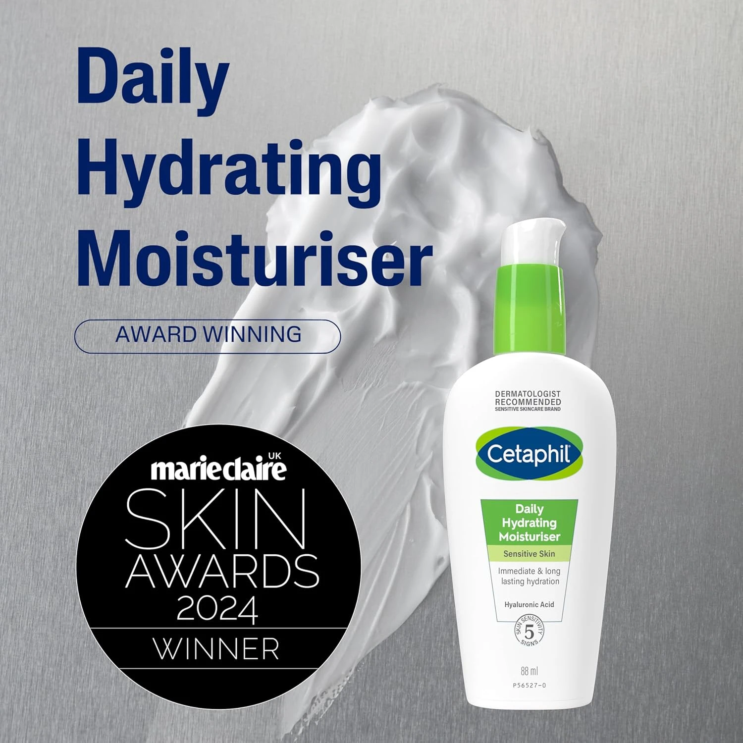 Cetaphil Daily Hydrating Face Moisturiser, 88ml, For Sensitive Skin, With Hyalur