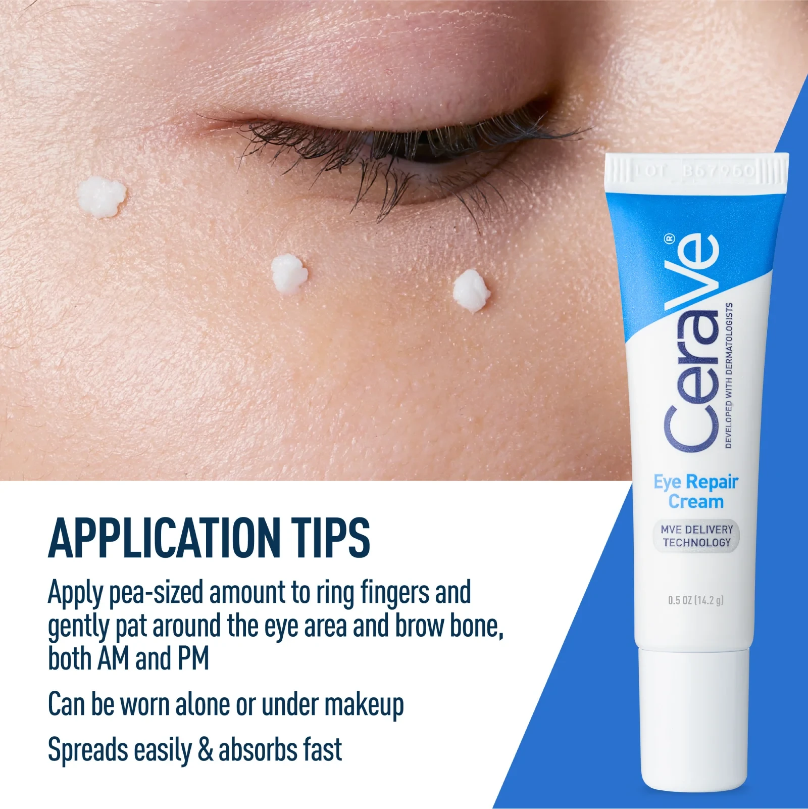 Cerave Eye Repair Cream for Dark Circles and Puffiness with Hyaluronic Acid 14Ml