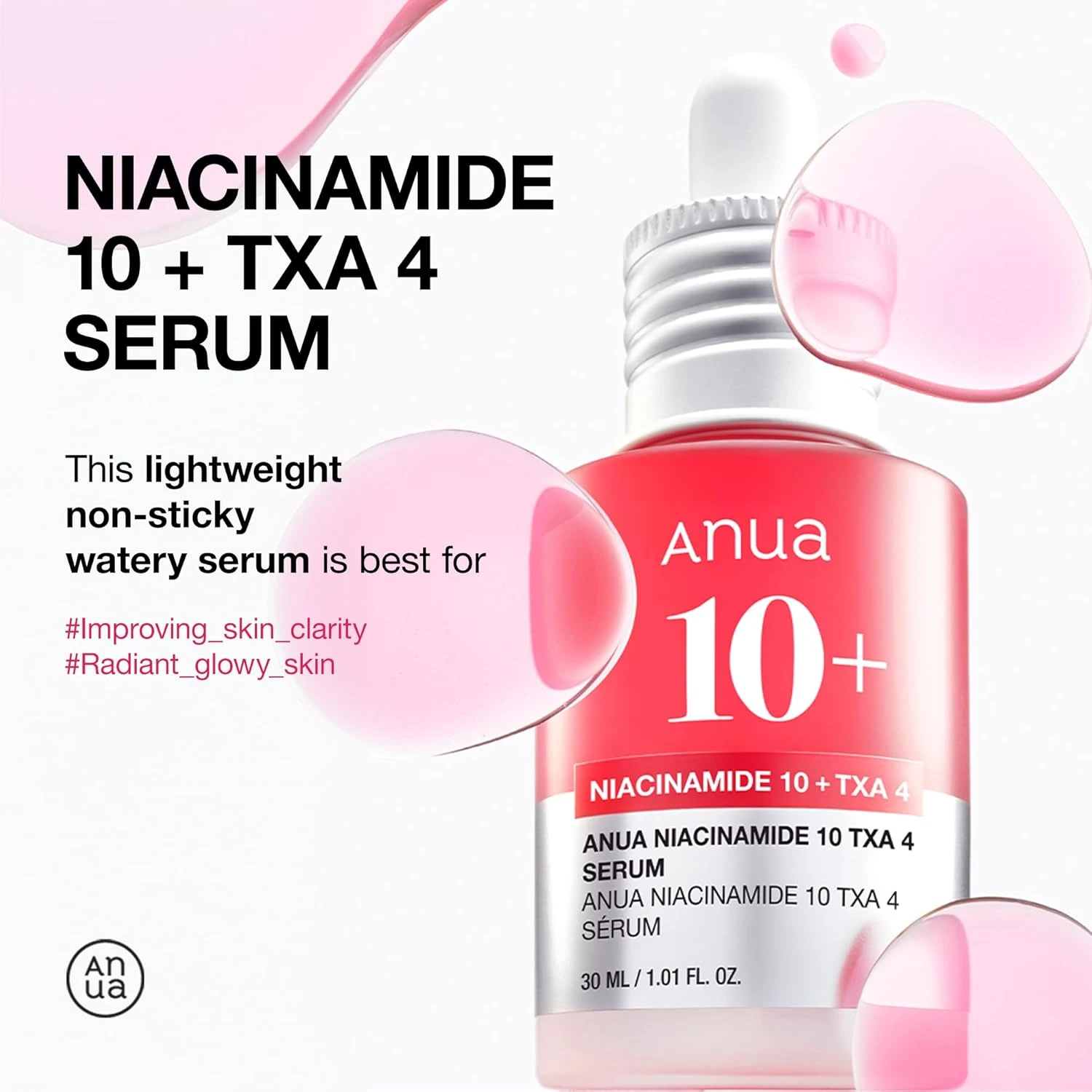 ANUA 10% Niacinamide+ 4% TXA Serum, Ceramide, Hyaluronic Acid, Tranexamic Acid, 