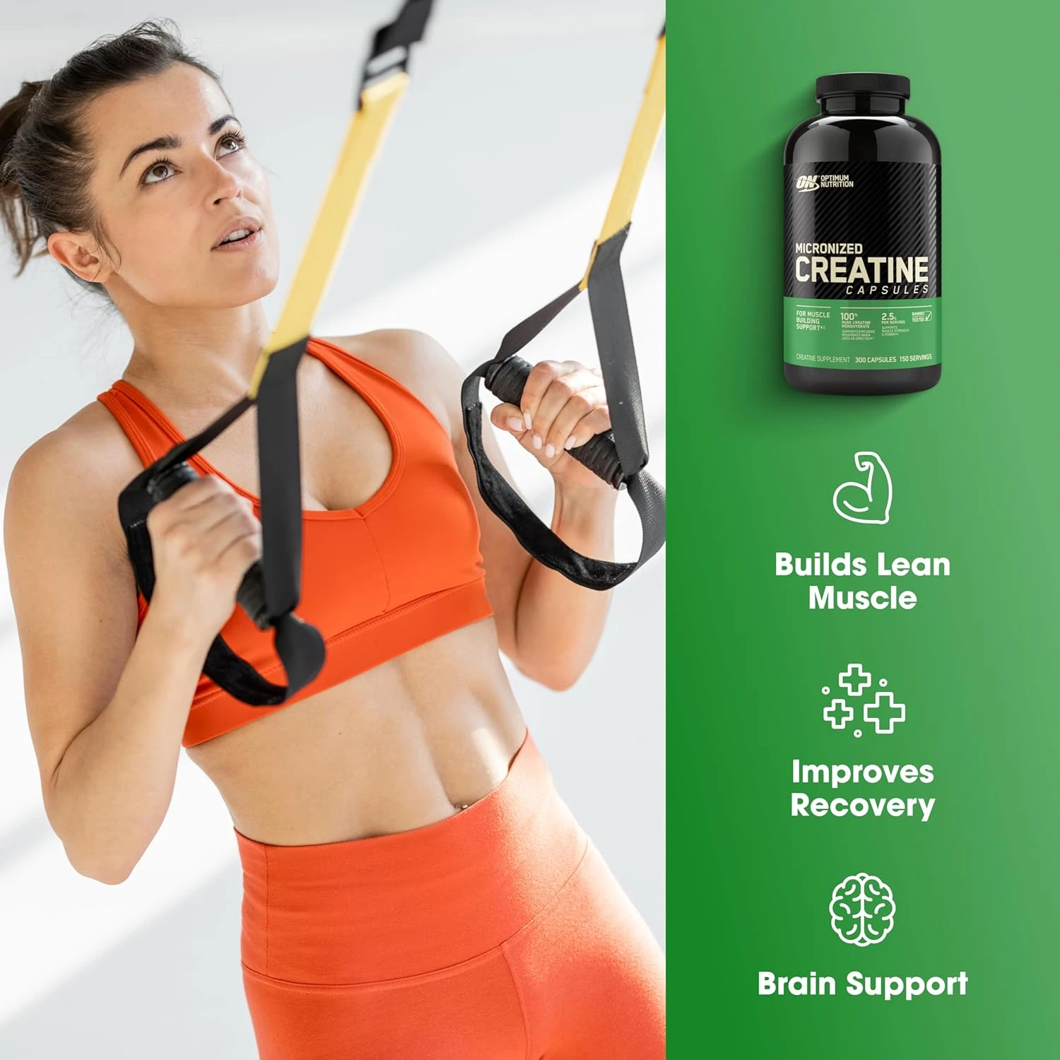 Optimum Nutrition Micronized Creatine Monohydrate Capsules, Keto Friendly, 2500m