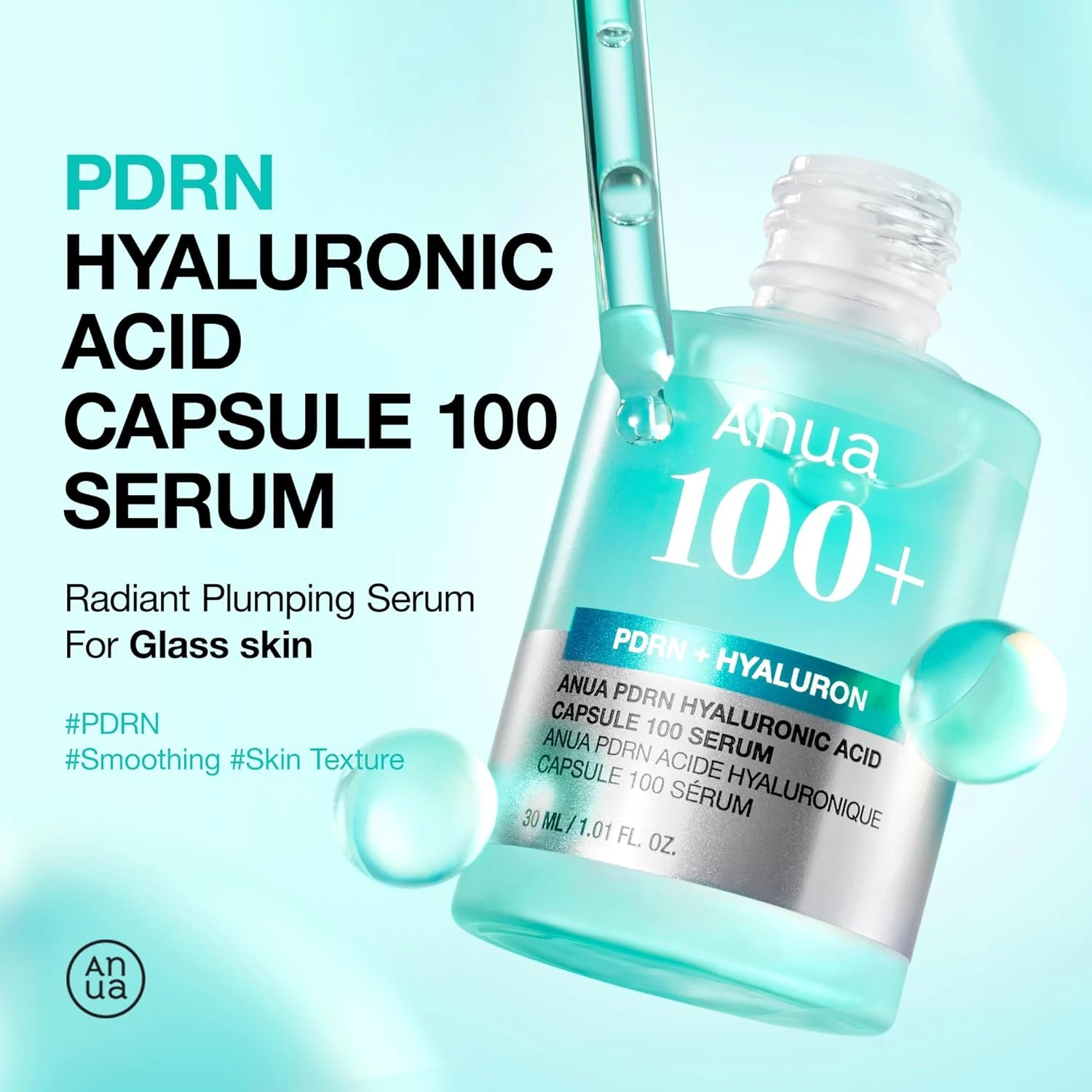 Anua PDRN Hyaluronic Acid Capsule 100 Serum, Radiant Face Serum, Hyaluronic Acid
