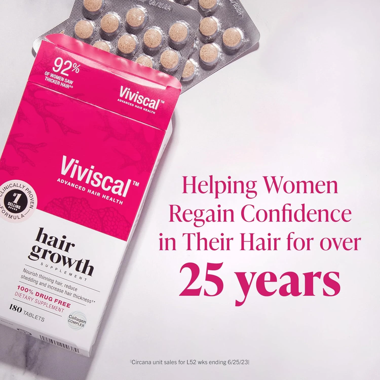 Viviscal Advanced Hair Health Supplements For Women 3 Month Supply, 180 Tabs
