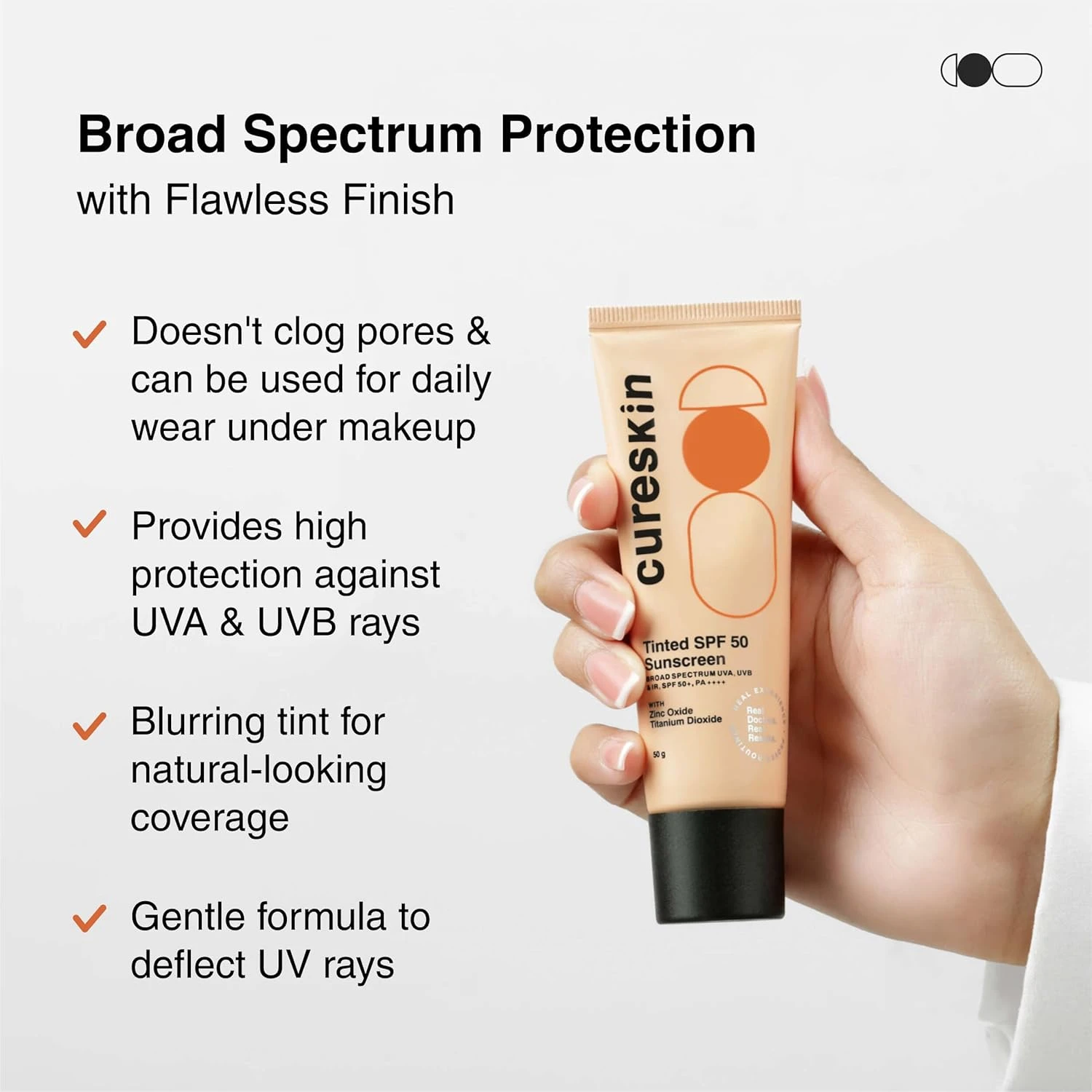 Cureskin Mineral Sunscreen Matte Finish Tinted SPF 50 PA++++ | Broad Spectrum Su