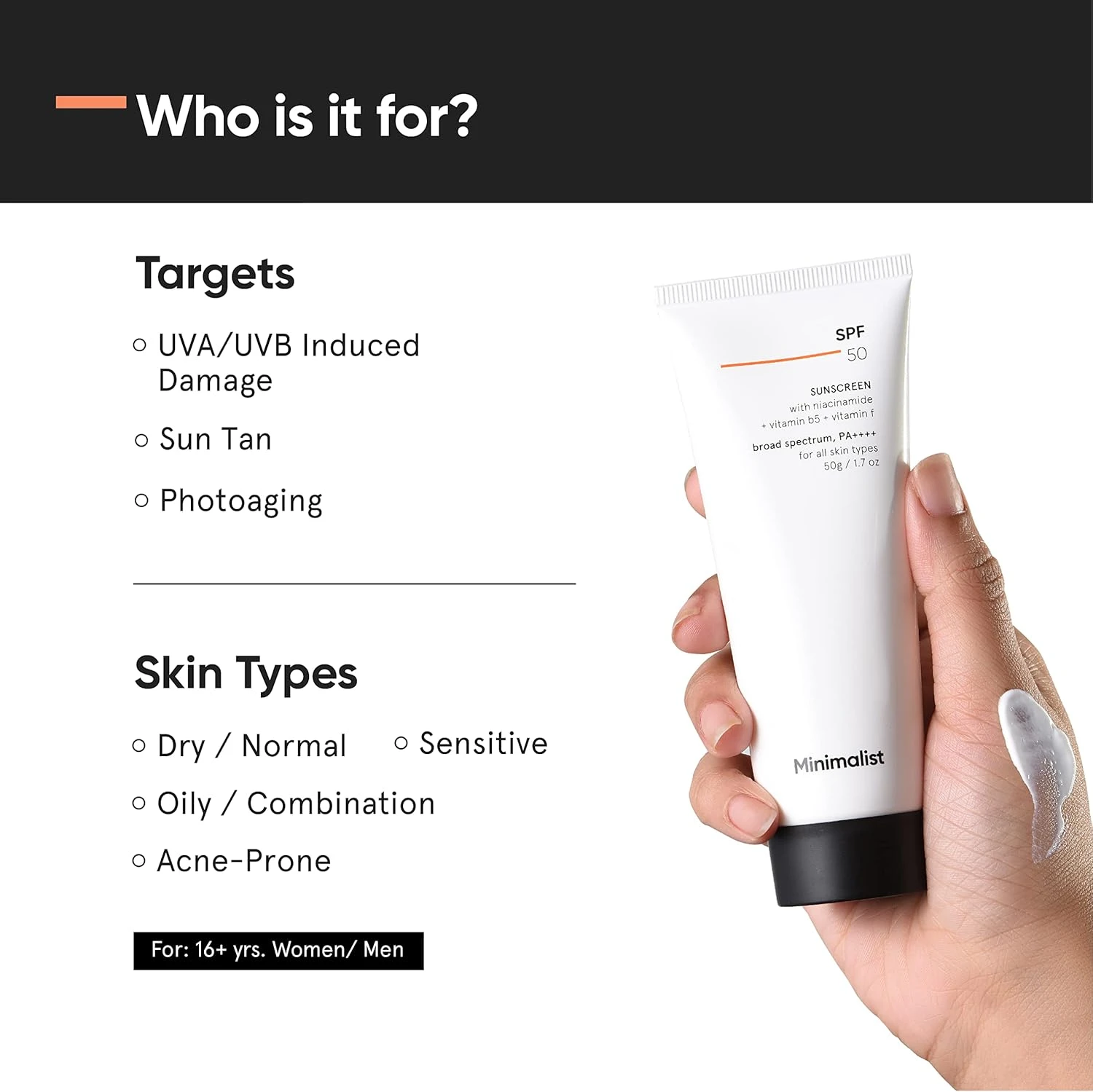 Minimalist Sunscreen SPF 50 PA++++ | Clinically Tested in US (In-Vivo) | Lightwe