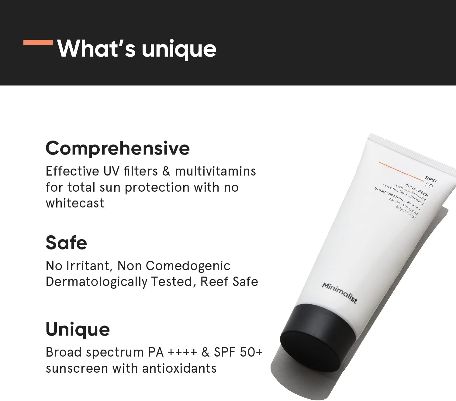 Minimalist Sunscreen SPF 50 PA++++ | Clinically Tested in US (In-Vivo) | Lightwe