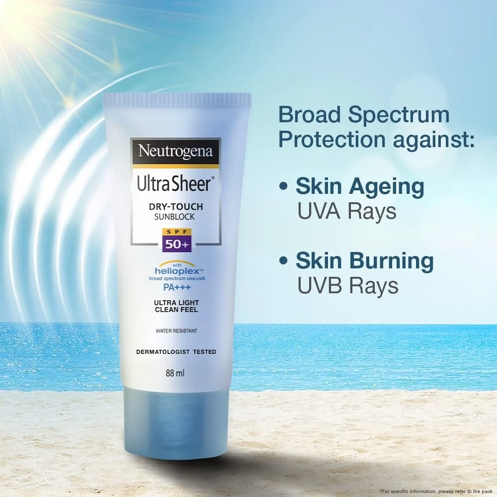 Neutrogena Ultra Sheer Sunscreen SPF 50+ | Broad Spectrum UVA/UVB | Blue light p