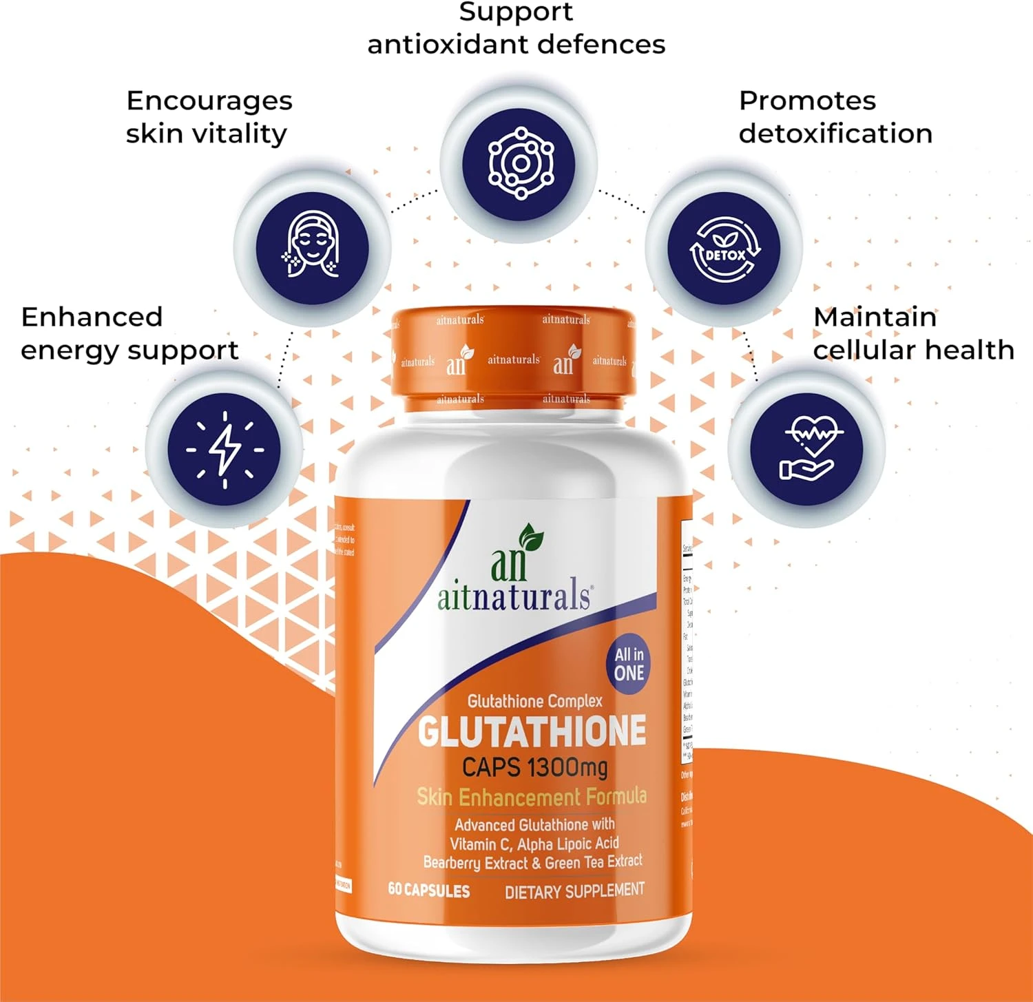 Aitnaturals Glutathione Complex (1300mg)- 60 Capsules Advanced Antioxidant Formu