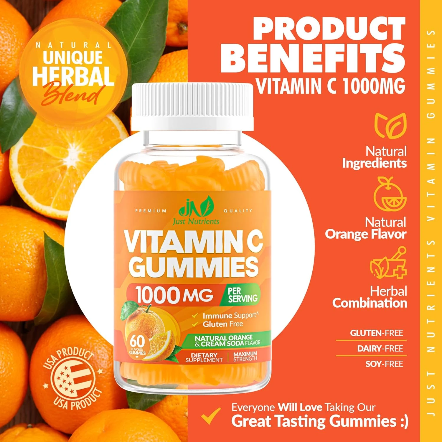 Vitamin C Gummies 1000mg for Adults & Kids – Chewable Multivitamin with Zinc for