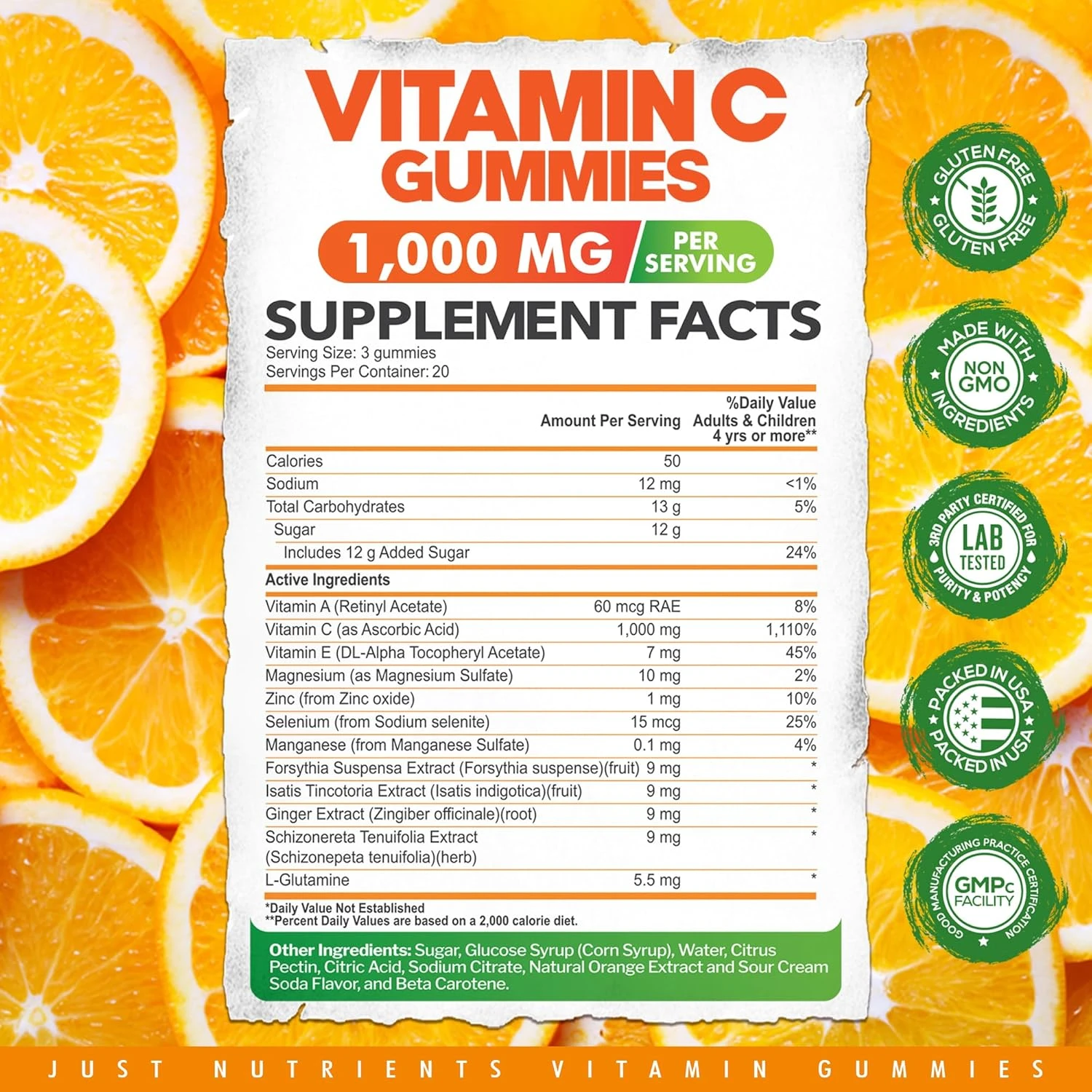 Vitamin C Gummies 1000mg for Adults & Kids – Chewable Multivitamin with Zinc for
