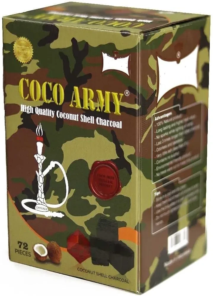 Puffs point:Coco Army Coconut Charcoal for Shis'ha/Bakhoor 72 Cubes - 1 Kg