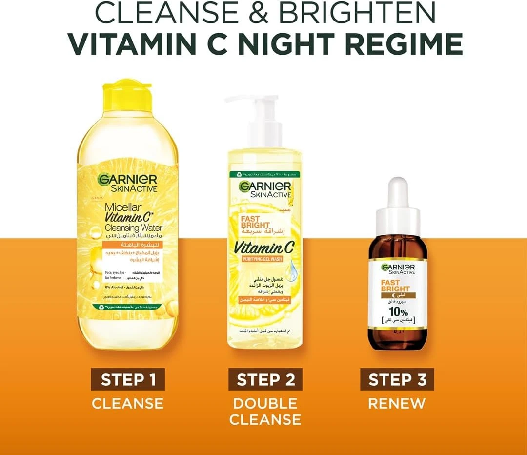 Garnier Skin Active Fast Bright Overnight Booster Face Serum with 10% Pure Vitam