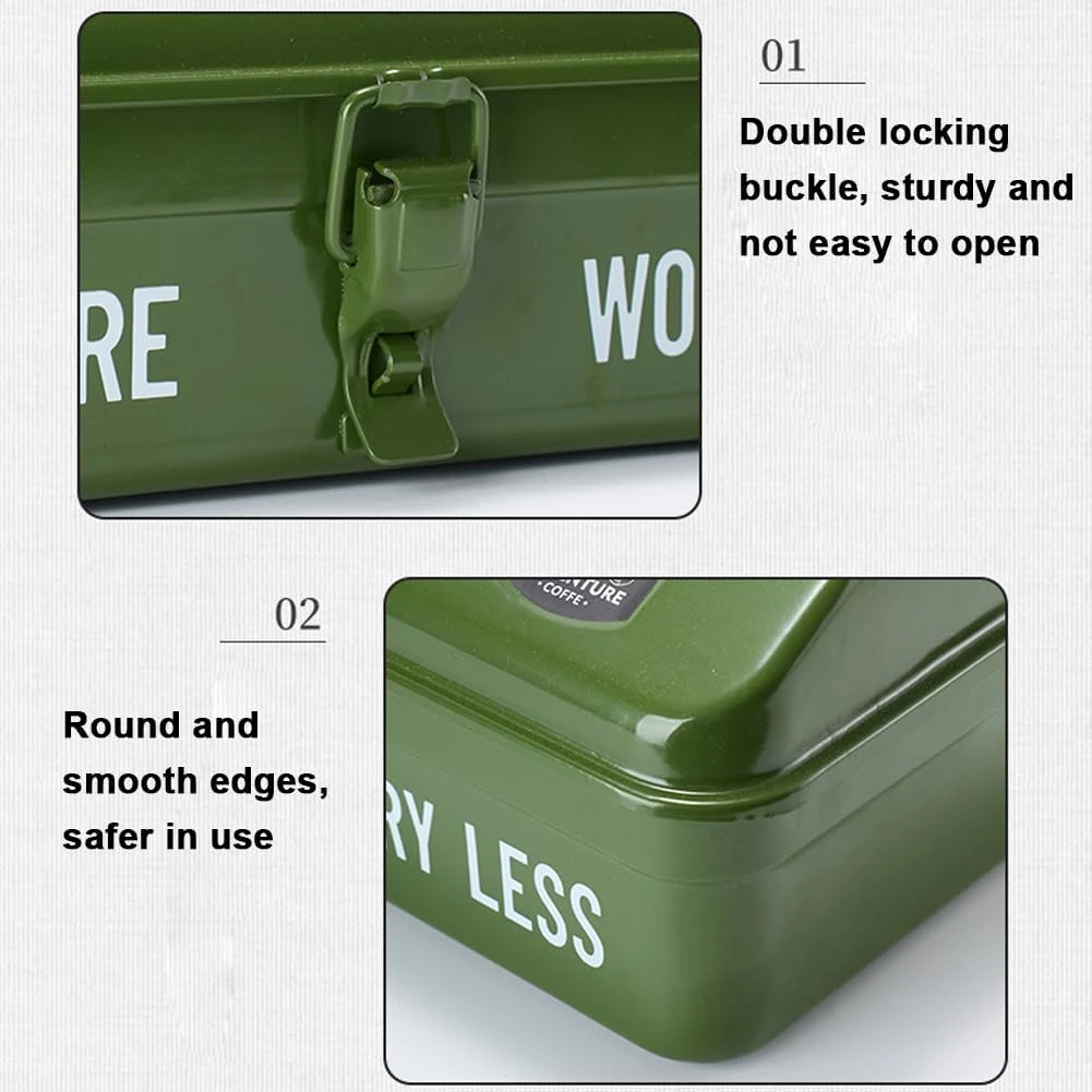 Moheso Outdoor Tools Storage Box Portable Camping Picnic Hand Box Metal Tools St
