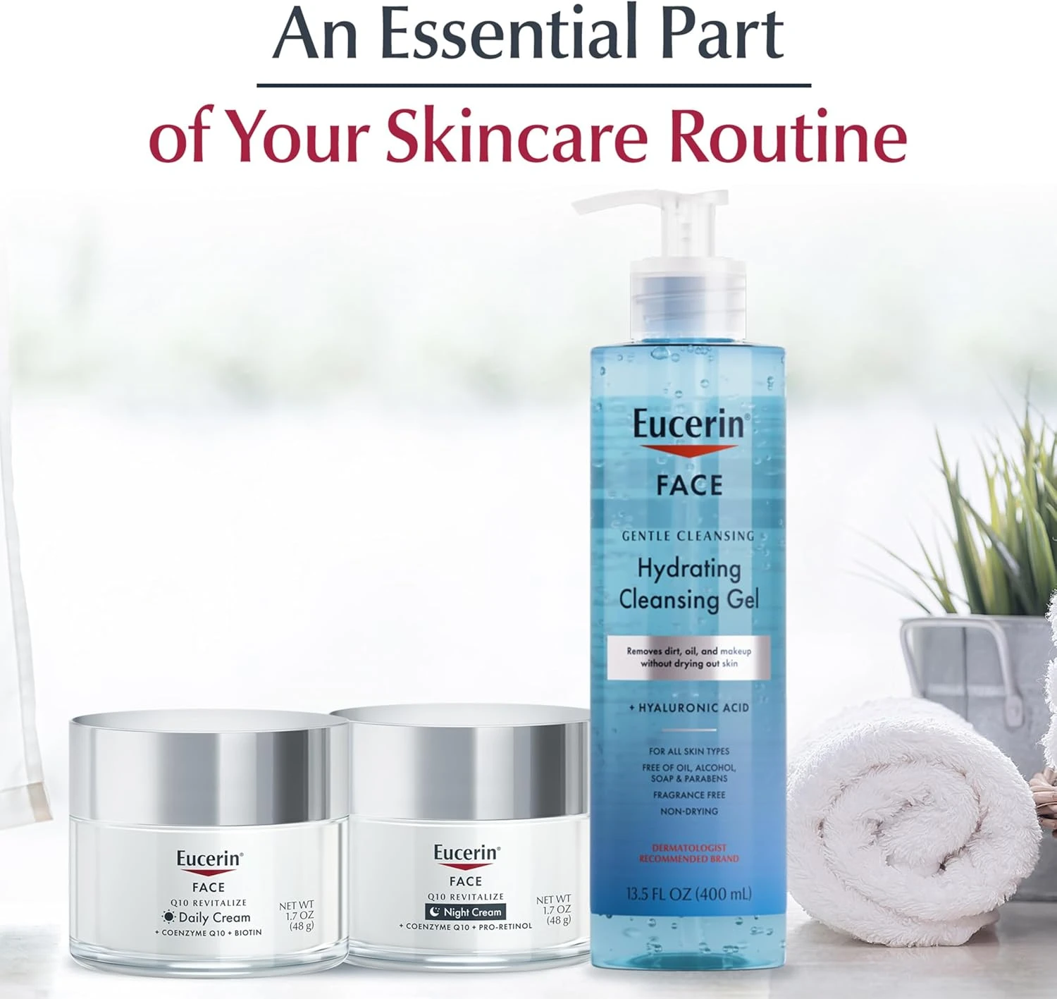 Eucerin Q10 Anti-Wrinkle Face Cream, Unscented Face Cream for Sensitive Skin, 1.