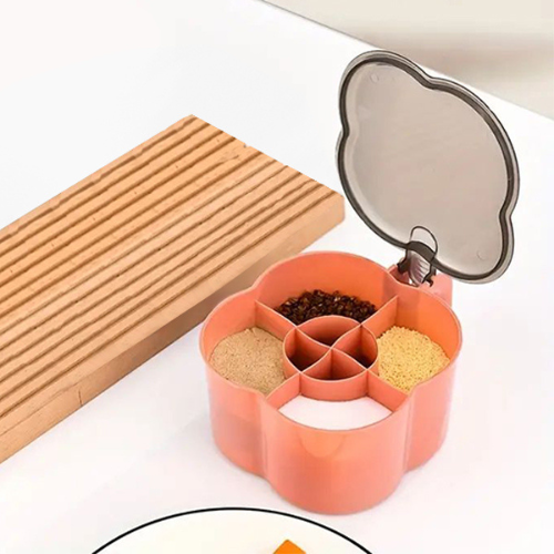 4 Grids Kitchen Spices Storage Box With Spoons Air Tight Cooking Seasoning Box S