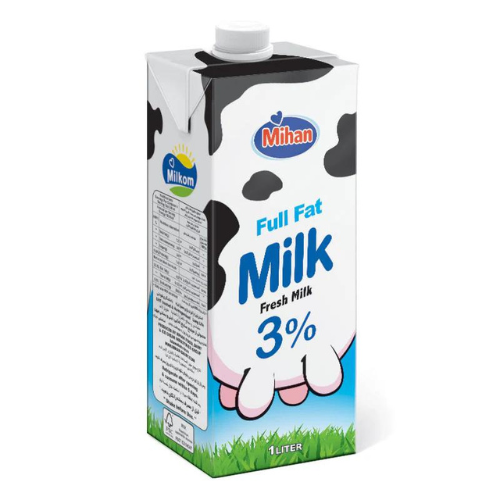 Mihan UHT Full Fat 3 Percent Fresh Milk- 1Ltr