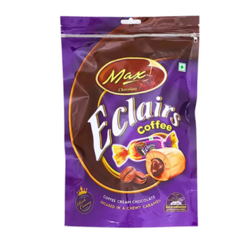 Max Chocolate Eclairs Coffee Cream Filled Chewy Caramel Toffee- 550gms