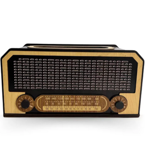 Wooden Retro Radio Design Tissue Box Decorative Facial Tissue Dispenser- Brown 2