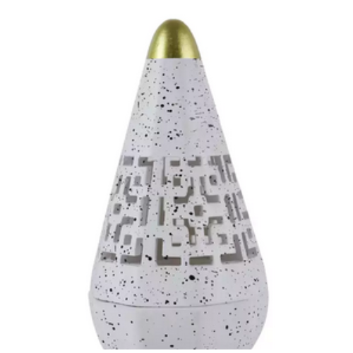 Arabic Cone Shape Ceramic Incense Bakhroor Burner With Steel Plate- White