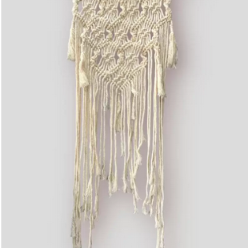 Wall Hanging Cotton Hand Woven Wall Tapestry For Beautiful Wall Art- Cream