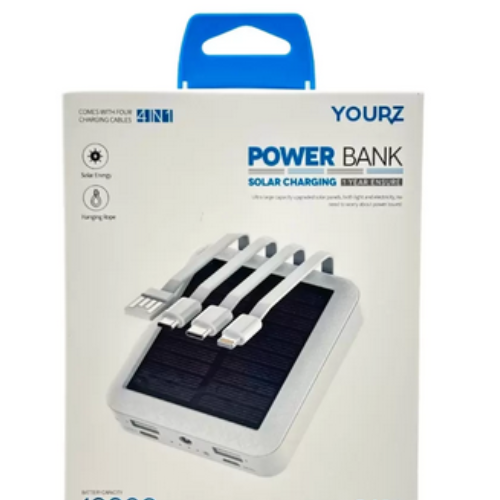 Yourz Solar Charging Four Charging Cables Power Bank Model R19- 10000mah