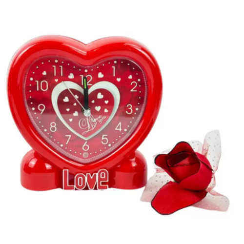 Valentine Heart Shape Alarm Clock For Her or Him Anniversary Rose Day Proposal