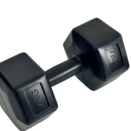 Basics Neoprene Coated Hexagon Workout Black Color Dumbbell- 7kg