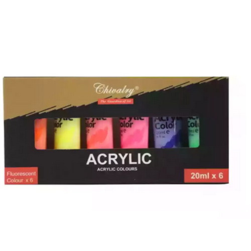 Chivalry Acrylic Painting Color Sets 6pcs Fluorescent Color- 6X20ml