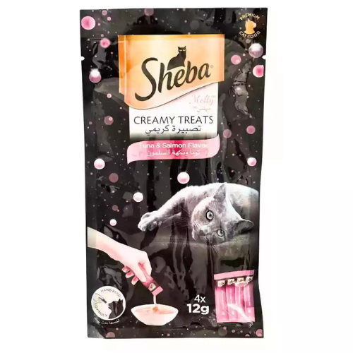 Sheba Cat Food, Melty Tuna & Salmon Flavor Wet Creamy Treats, Premium Indulgence