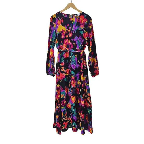 DORBE Brand Graphic Design Round Neck Long Sleeves Casual Wear Belted Plus Size