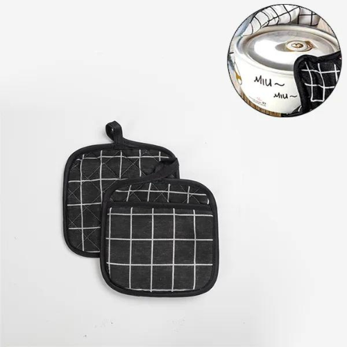 2PCs Printed Thermal Anti-Heat Microwave Oven Hook Mitts Set Hand Protection Coo