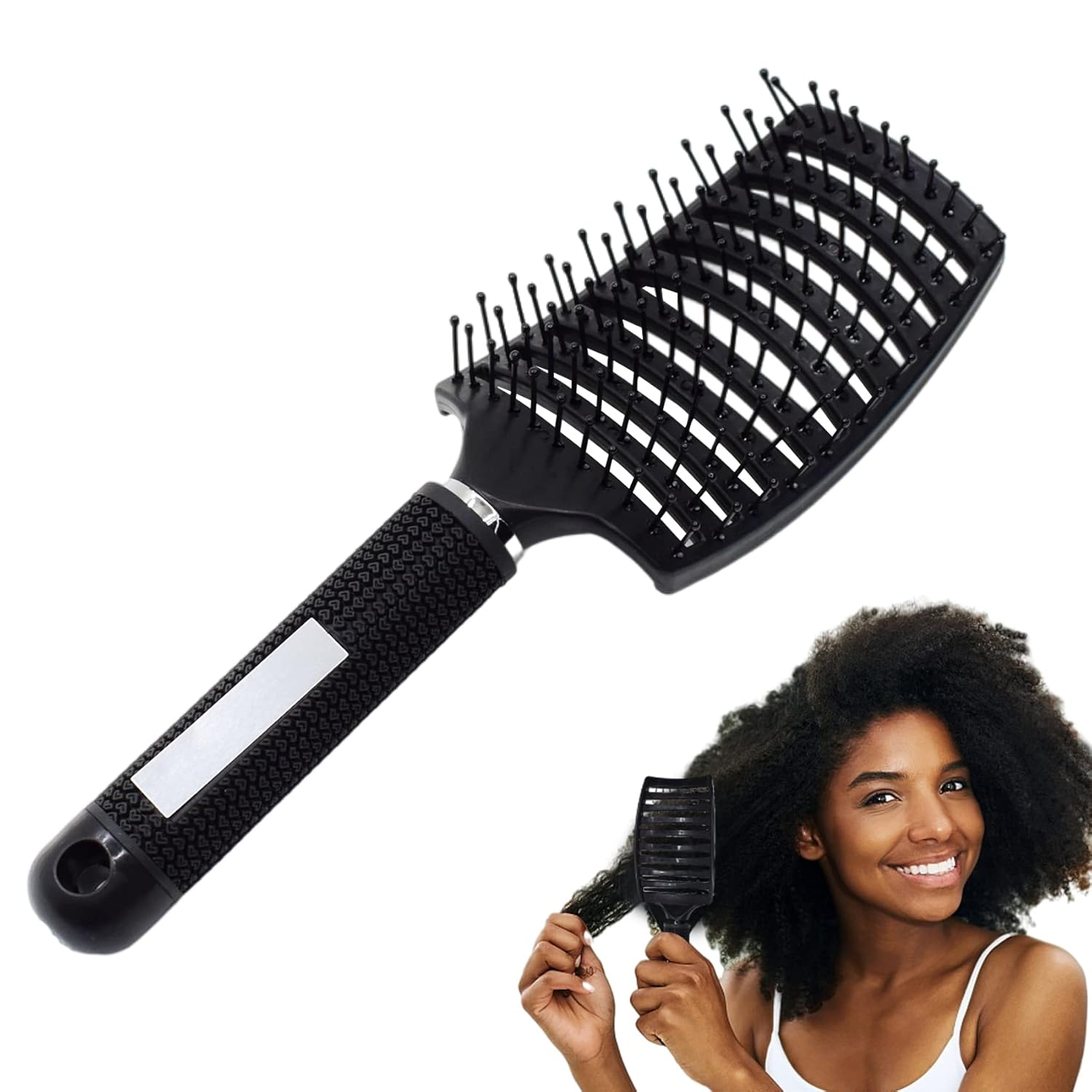 Detangling Hair Styling Brush Curved Design Bristles Women Long Thick Thin Curly